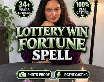 May include: A person with dark curly hair wearing a purple top behind a table with a candle, a crystal, and a deck of cards. Text reads: 34+ YEARS EXPERIENCE, 100% REAL CASTING, LOTTERY WIN FORTUNE SPELL, PHOTO PROOF, URGENT CASTING, SPELLS BY MILENA MIRACLES.