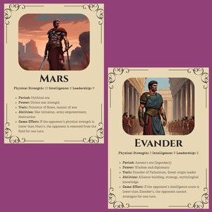 Ancient Roman Mythology Trading Cards | 15 Hero Printable Set ...