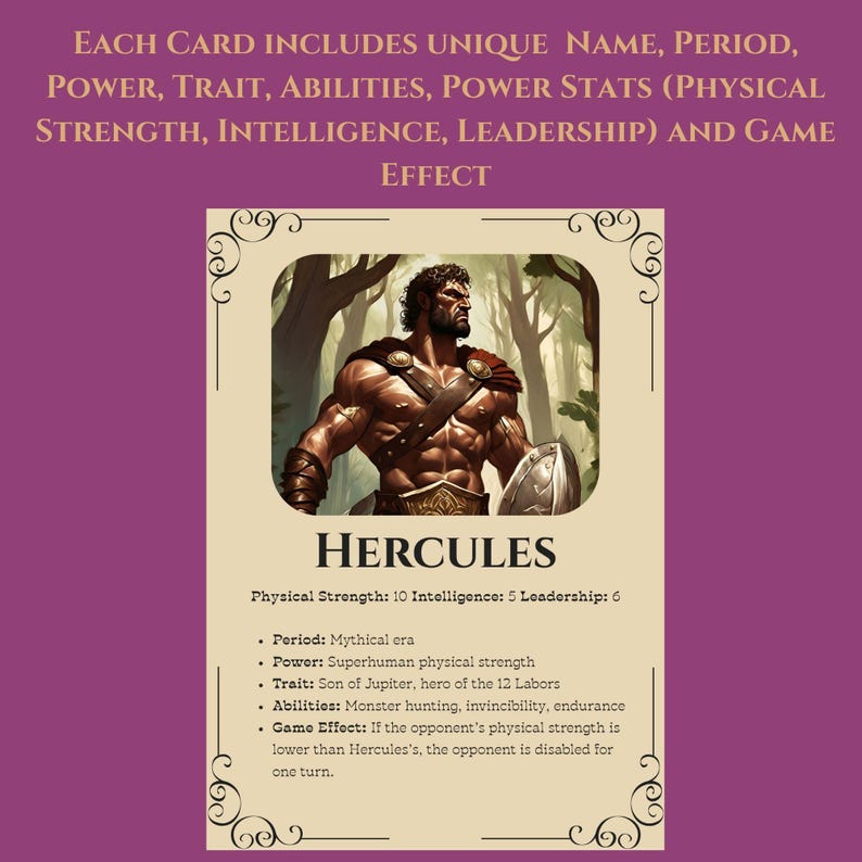 Ancient Roman Mythology Trading Cards | 15 Hero Printable Set ...