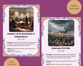 American History Flashcards: US History Study Guide (PDF Downloadable Cards)