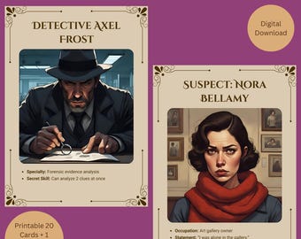Detectivekaartspelset: afdrukbare Mystery Whodunit (digitale pdf)