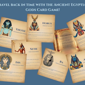 Kaartspel Oude Egyptische Goden | Afdrukbaar educatief dek van de goden van de farao | Leuke familiegame-avond | Activiteit in de klas | Educatieve kaarten