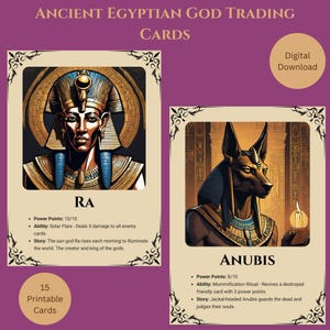 Ancient Egyptian God Trading Cards: Collectible Mythology Set (Digital Download)