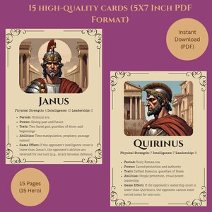 Ancient Roman Mythology Trading Cards | 15 Hero Printable Set ...