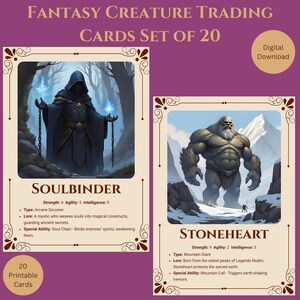 Legends Realm: Mythical Creature Trading Card Set (20-Card Digital Download)