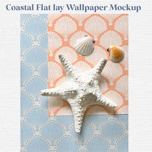 Coastal Wallpaper 01 Substrate Mockup flat lay style