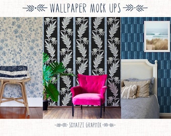 Behang Mockup Bundle Vol 5 set of Nine modern home Scenes