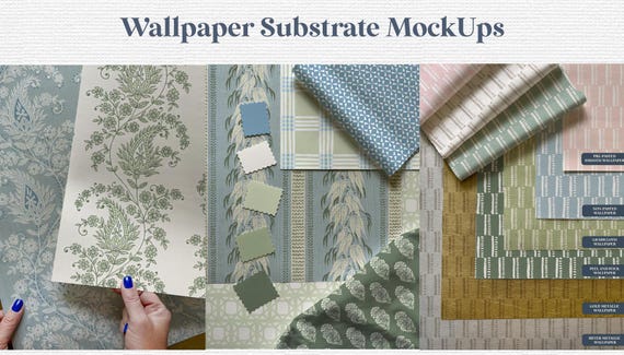 Wallpaper Mockups flat lay style with Spoonflower Substrates Vol. 1