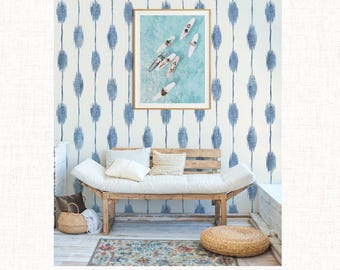 Coastal Farmhouse Wallpaper Mockup Digital design Asset