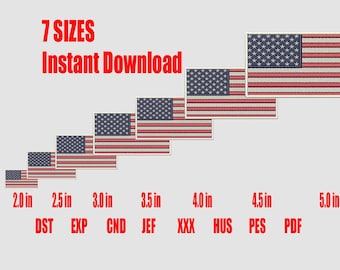 Diseño de bordado de la bandera de EE. UU., patrón patriótico de estrellas y rayas (descarga instantánea)