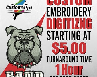 Servicio de digitalización de bordados personalizados, diseño personalizado en 1 hora, archivos para máquina, su nombre, su logotipo, OFM, DST, archivo PES.