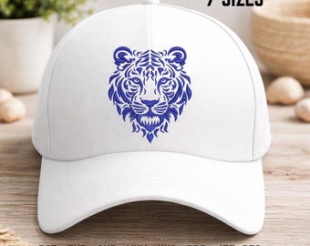 Diseño de bordado de cabeza de tigre: logotipo felino, 7 tamaños (PES, DST, JEF y más)