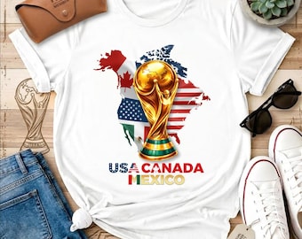 Copa Mundial 2026 EE. UU. Canadá México PNG – Diseño de camiseta Trofeo de la Copa Mundial de la FIFA 2026 PNG / Arte de fútbol imprimible / Descarga digital instantánea