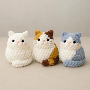 No-Sew 3-in-1 amigurumi kat haakpatroonpakket – digitale pdf in English, Deutsch, Français, Español, Português - Cat Bun, Cat Loaf & More