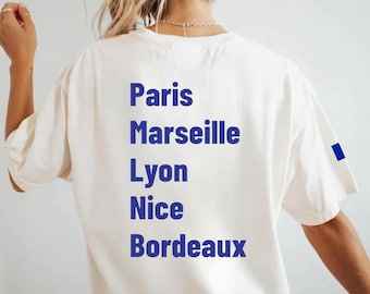 Camiseta con ciudades de fútbol de Francia (números) / Gráfico para aficionados al fútbol
