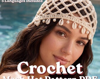 Crochet Mesh Hat Pattern PDF • Summer Boho Mesh Hat Tutorial • 5 Languages Included • Digital Download