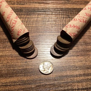 Copper Wheat Cents--1909-1958. SILVER Mercury Dime Included With Each 4 Rolls! WAITLIST!