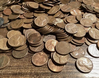 95% Pure, average condition Copper Pennies! Pre 1982, Lincoln memorial Cents & Wheat pennies/cents!