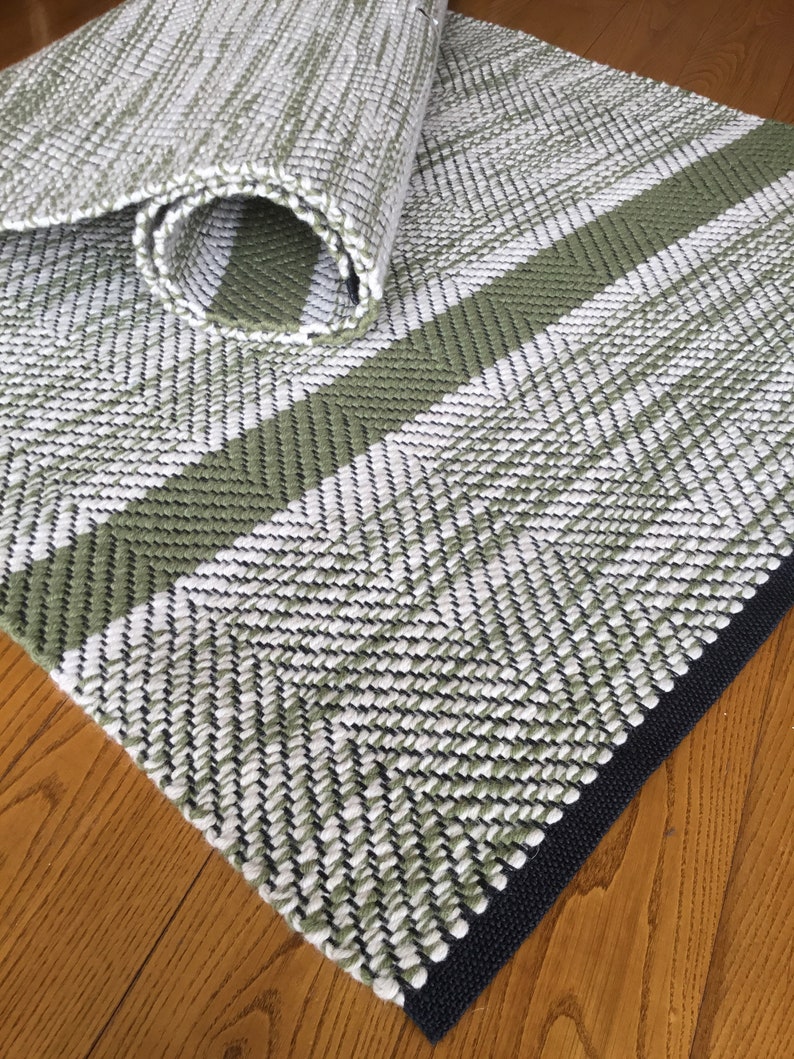 Handwoven Wool and Hemp Runner Rug Neutrals, Khaki and Neutral Wool and