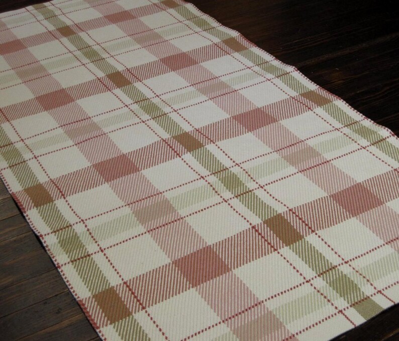 Plaid Rug Hand Woven Rug Runner Wool Area Rug Cream Beige Etsy