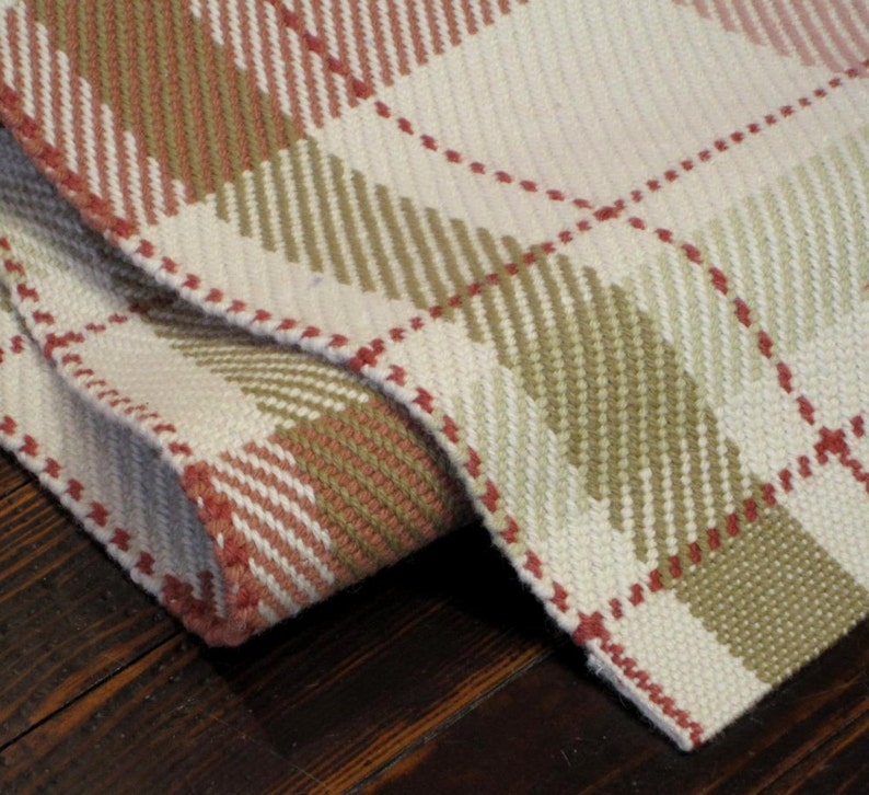 Plaid Rug Hand Woven Rug Runner Wool Area Rug Cream Beige Etsy
