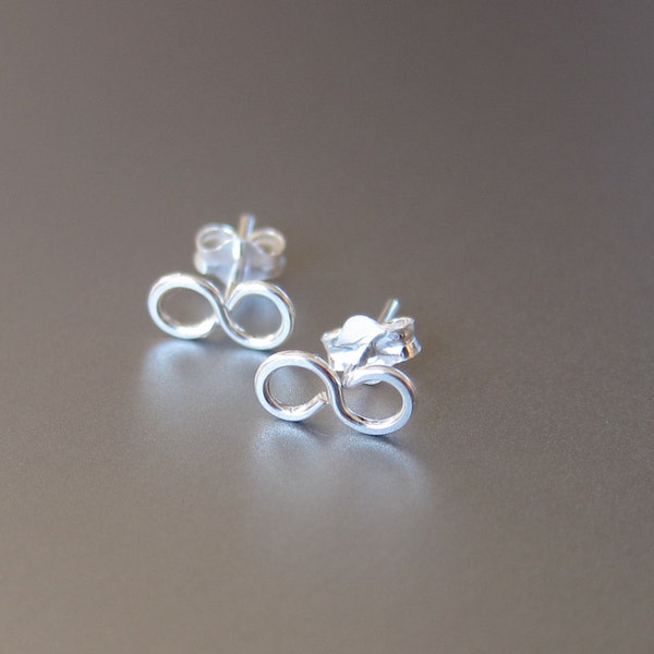 Infinity Stud Earrings-Simple Infinity Jewelry-Figure 8 Earrings-Dainty Infinity Earrings-Love Jewelry-Best Friend Earrings-Sterling Silver