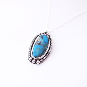 Turquoise Necklace-Kingman Turquoise Necklace-Turquoise Jewelry-Boho Necklace-Gypsy Necklace-December Birthday Gift-Southwestern Necklace