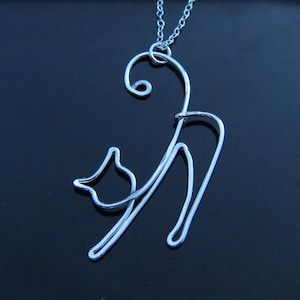 Wire Cat Necklace-Cat Woman Gift-Rose Gold Cat Lover Jewelry-Sterling Silver Cat Jewelry-Gold Animal Necklace-Dainty Animal Necklace