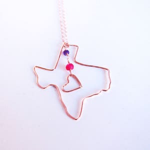 Personalisierte Zustand Halskette-Land Umriss Geburtsstein Halskette-Herz Lage Umriss Halskette-Homesick Geschenk-Silber-Gold-Rose Gold