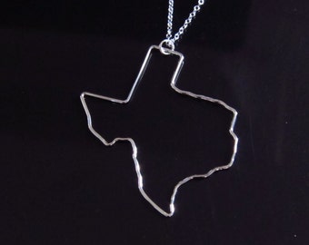 Silver State Necklace-Rose Gold State Jewelry-Country Outline Gift-Location Necklace-Homesick Jewelry-State Outline Necklace-Texas Jewelry