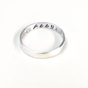 Personlaized Paw Print Ring-Dog Paw Ring-Cat lover Ring-Dog Lover Jewelry-3mm Band Ring-Best Freind Ring-Engraved Ring Sterling Silver