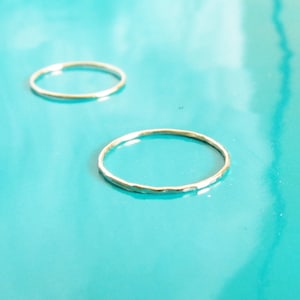 Ultra Thin Gold Stacking Ring-Dainty Gold Stacking Ring-Minimalist Ring-Gold Hammered Stacking Ring-Simple Boho Ring-14K Gold Filled image 2