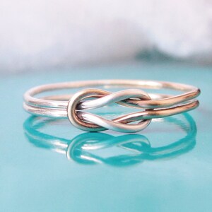 Two Tone Double Knot Ring-Best Friend Ring-Hug Infinity Ring-Tie the Knot Ring-Sailor Knot Ring-Celtic Knot Ring-Lovers Knot-Gold Silver image 3