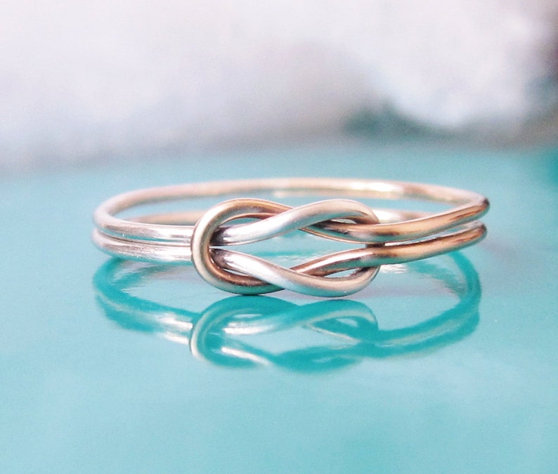 Two Tone Double Knot Ring-Best Friend Ring-Hug Infinity Ring-Tie the Knot Ring-Sailor Knot Ring-Celtic Knot Ring-Lovers Knot-Gold Silver image 3