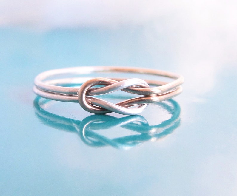 Two Tone Double Knot Ring-Best Friend Ring-Hug Infinity Ring-Tie the Knot Ring-Sailor Knot Ring-Celtic Knot Ring-Lovers Knot-Gold Silver image 5