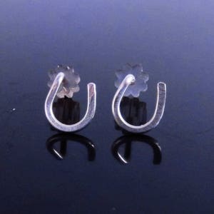 Tiny Sterling Silver Horseshoe Earrings-Lucky Charm Earrings-Horseshoe Jewelry-Rose Gold Horseshoe Post Earrings-Rose Gold Horseshoe Studs