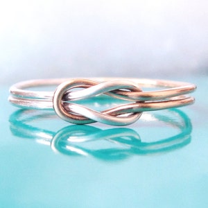 Two Tone Double Knot Ring-Best Friend Ring-Hug Infinity Ring-Tie the Knot Ring-Sailor Knot Ring-Celtic Knot Ring-Lovers Knot-Gold Silver image 1