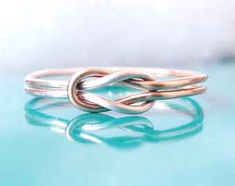 Two Tone Double Knot Ring-Best Friend Ring-Hug Infinity Ring-Tie the Knot Ring-Sailor Knot Ring-Celtic Knot Ring-Lovers Knot-Gold Silver