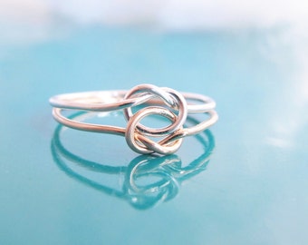 Double Love Knot Ring-Tie the Knot Jewelry-Best Friend Ring-Sailor Knot Ring-Celtic Knot Ring-Lovers Knot Ring-Sterling Silver-Gold