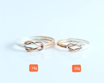 Silver Rose Gold Tie the Knot Ring-Two Tone Double Love Knot Ring-Hug Infinity Jewelry-Sailor Knot Ring-Celtic Knot Ring-Promise Ring