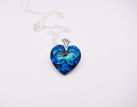 Swarovski Hyperbola pendant, Heart, Blue, Rhodium plated