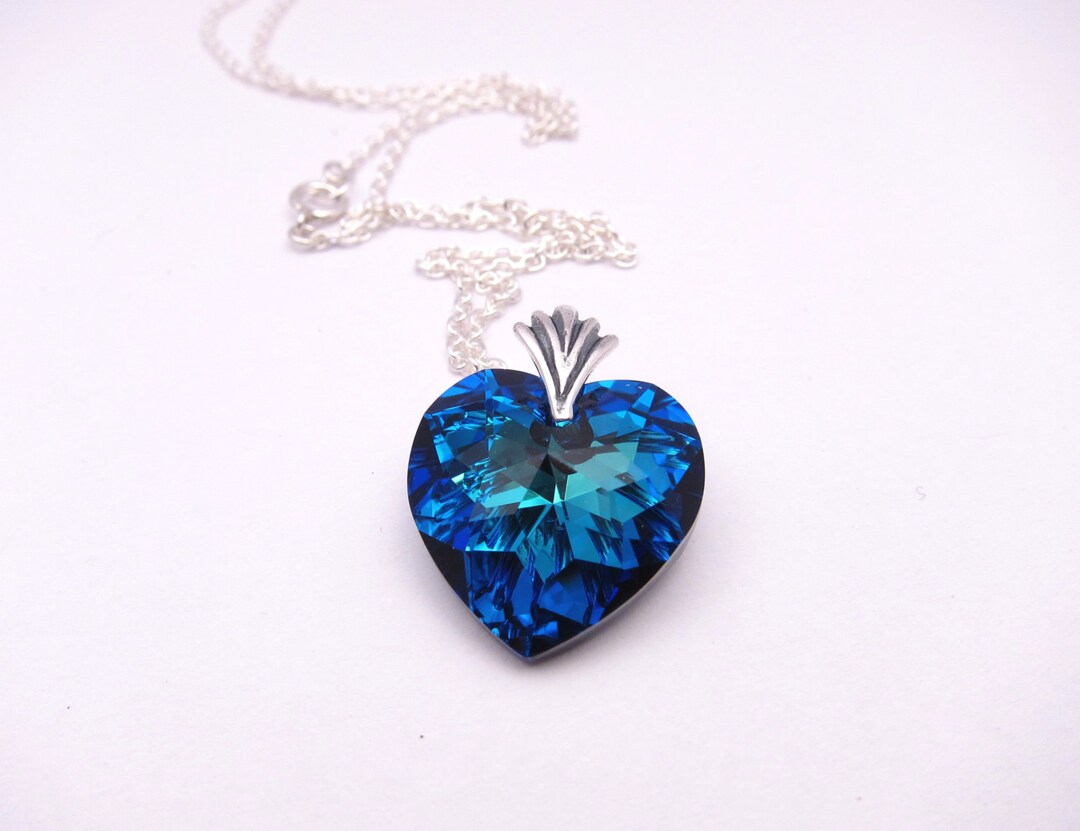 Swarovski Crystal Heart Necklace-swarovski Jewelry-bermuda Blue