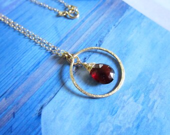Collana di gioielli-migliore amica di naturale rosso granato collana-rosso granato gioielli-gennaio Birthstone gioielli-gennaio Birthstone collana-compleanno