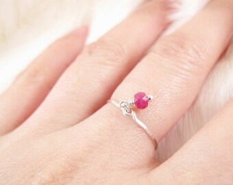 Personalisierter Geburtsstein Ring-Wähle deinen Geburtsstein Ring-Edelstein Kette Ring-Geburtstagsring-Geschenk für Sie-Sterling Silber