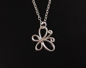 Collier papillon en fil métallique en argent sterling 14 carats - Bijoux papillon délicats en or rose 14 carats