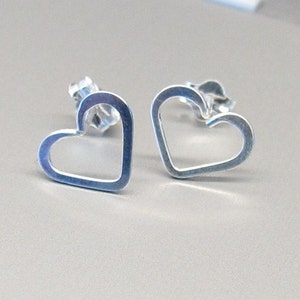 Dainty Heart Earrings-Heart Post Earrings-Sterling Silver Heart Stud Earrings-Simple Heart Jewelry-Best Friend Gift-Love Jewelry-Open Heart