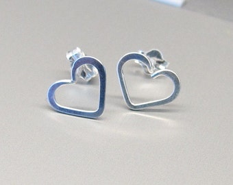 Dainty Heart Earrings-Heart Post Earrings-Sterling Silver Heart Stud Earrings-Simple Heart Jewelry-Best Friend Gift-Love Jewelry-Open Heart