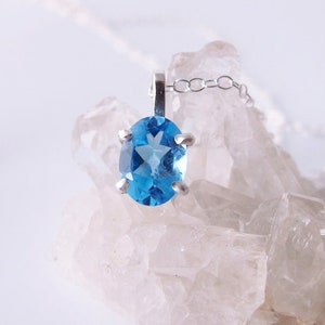 Sky Blue Topaz Sterling Silver Necklace, Blue Topaz Jewelry, Blue Gemstone Necklace, December Birthstone Necklace, December Birthday Gift