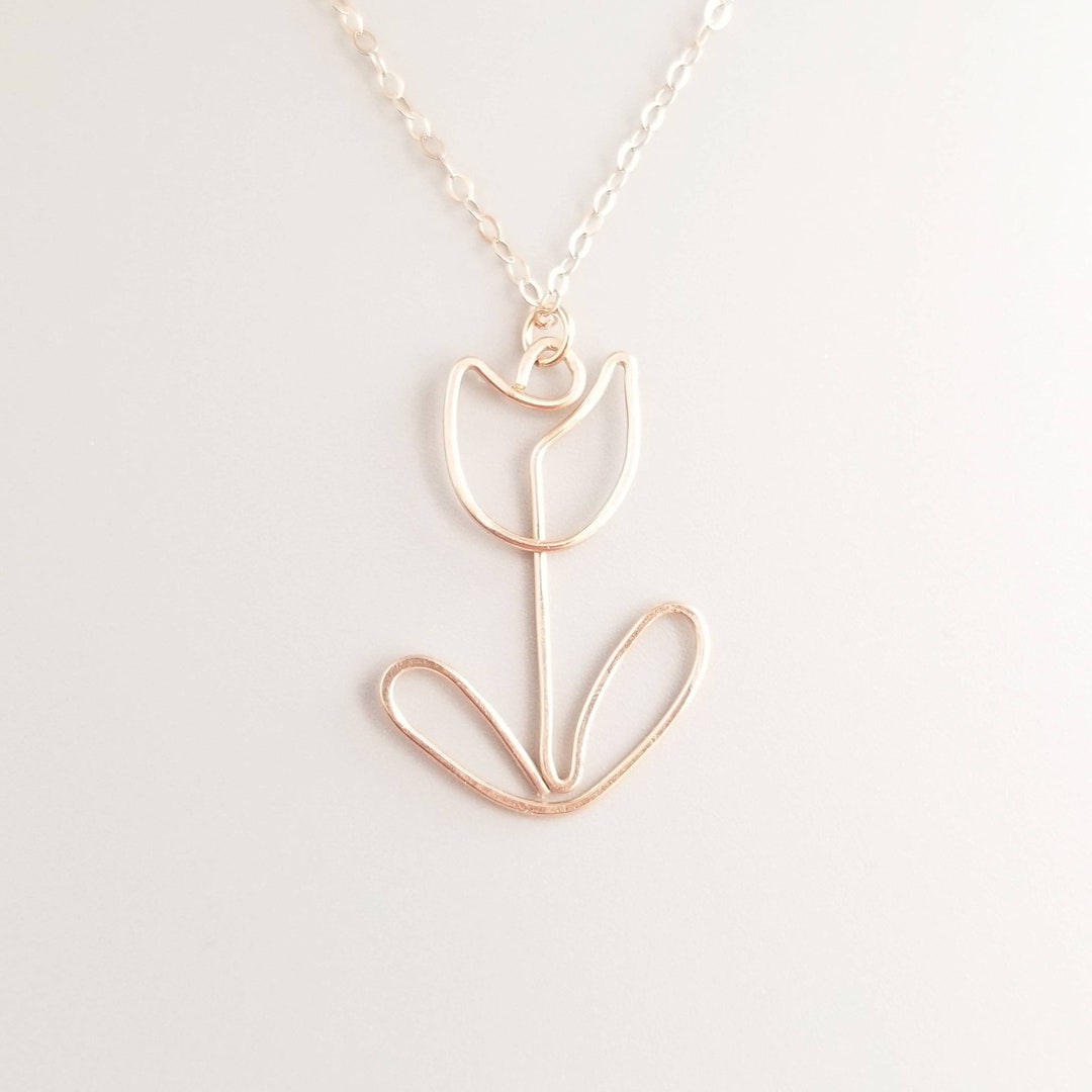 Wire Tulip Necklace-flower Necklace-dainty Flower Jewelry-wire - Etsy