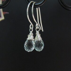 Wire Wrapped Aquamarine Earrings-Aquamarine Jewelry-March Birthstone Jewelry-March Birthday Gift-Blue Gemstone Earrings-Sterling Silver